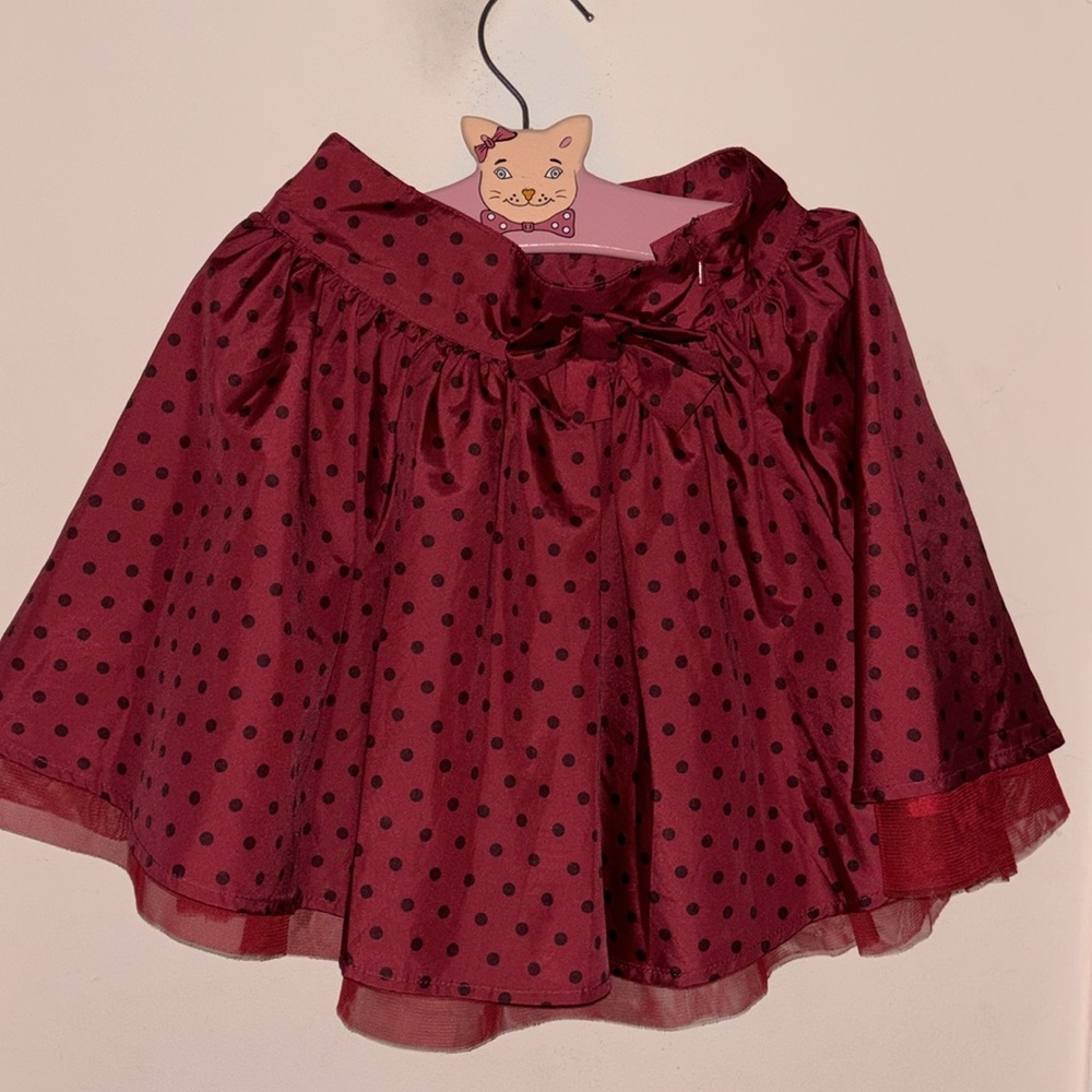 Baby Gap Maroon Polka Dot Taffeta Skirt with Crinoline and Bow. Size 5T